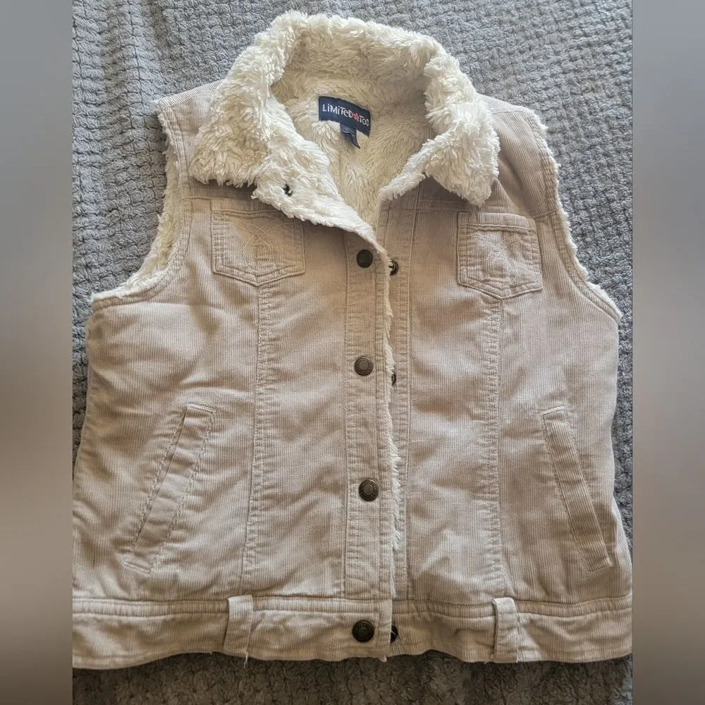 Limited Too Beige Sherpa Corduroy Vest (Girls 12)